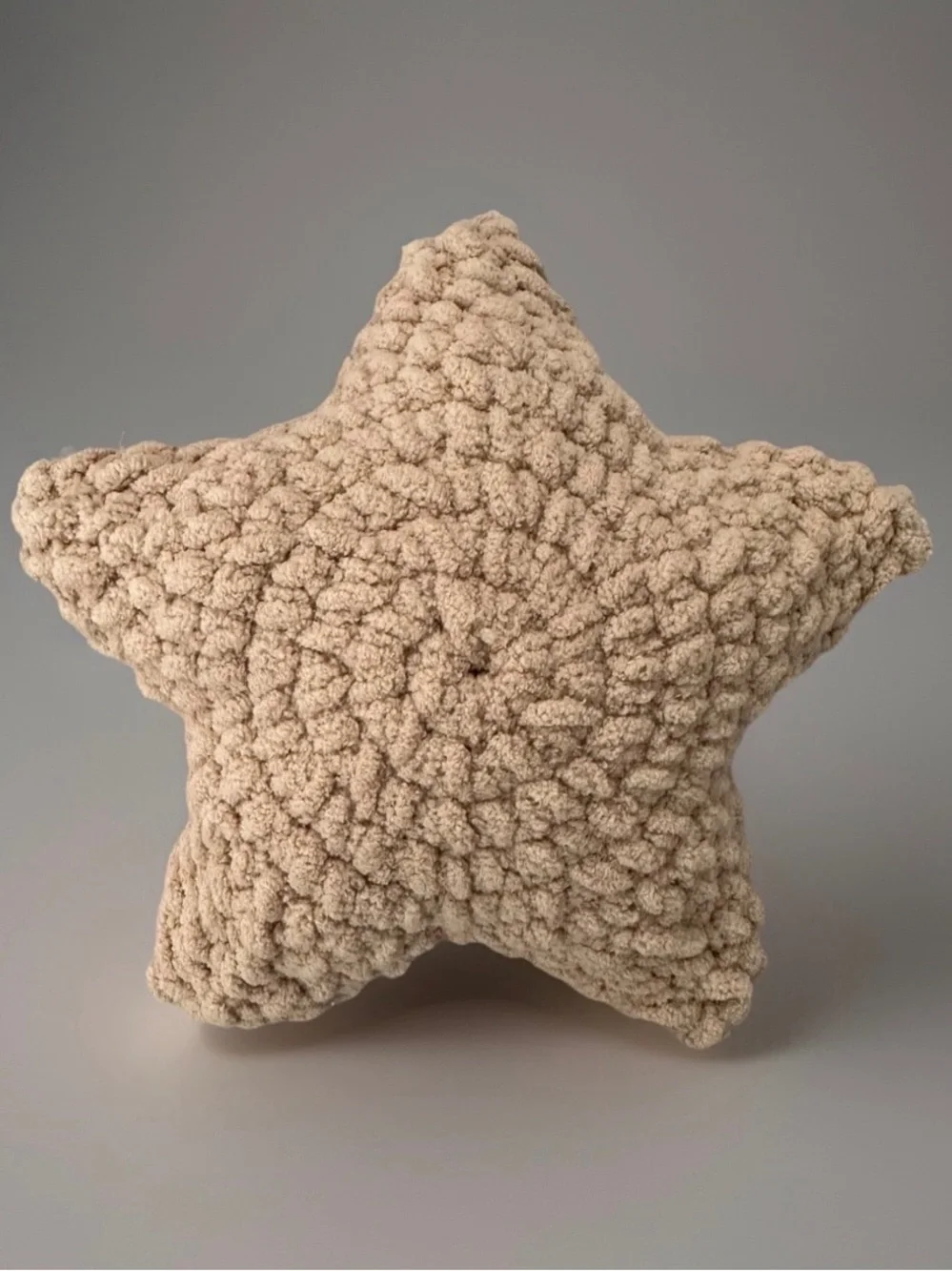 Crocheted Plush Star Accent Pillow Set - Pink, White & Beige